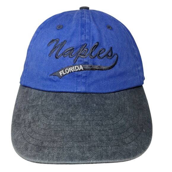Distinctive Headwear Men's Strapback Hat Blue Embroidered Naples Florida Logo - Picture 1 of 7